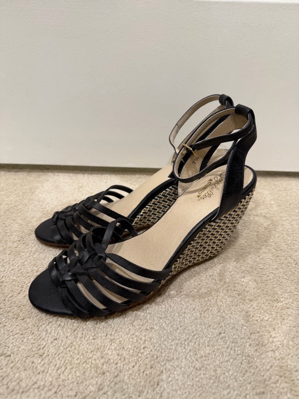 Seychelles New Black Strappy Wedge Sandals